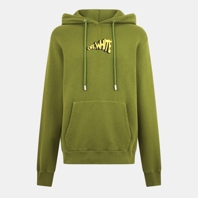 Image of Off White Mens - Cartoon Arrows Long Sleeve Slim Fit Hoodie Green/Yellow male XS