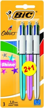 Image of Bic 4 Colours Shine Blister 2+1 Pk20