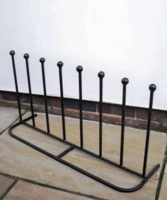 Image of Poppy Forge 4 Pair Boot Rack (Long) - Steel Wellie Stand - Steel - L30.4 X W88.9 X H48.3cm - Black