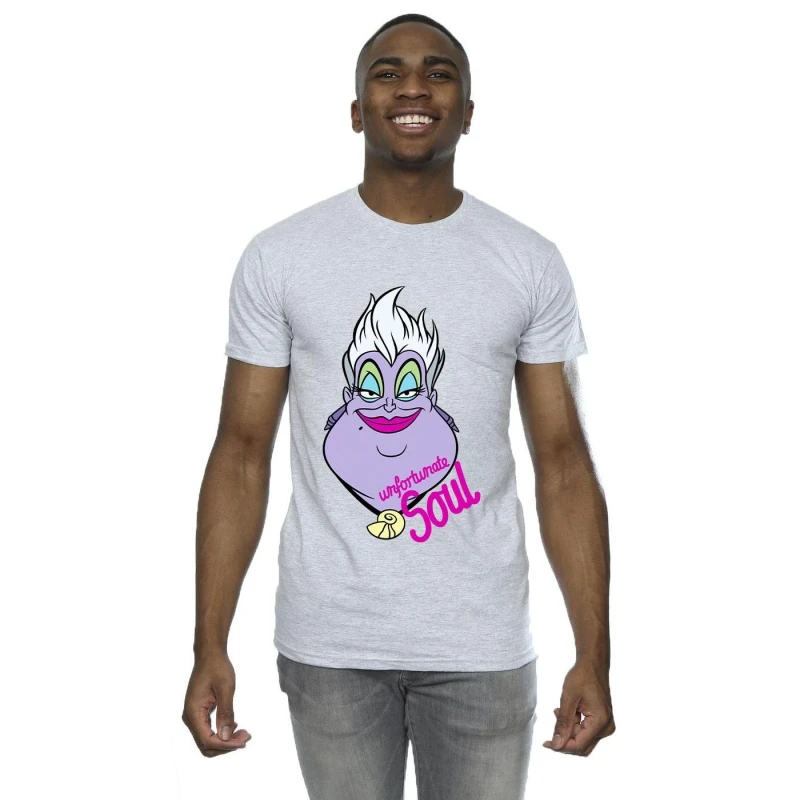 Image of Disney Men Villains Ursula Unfortunate Soul T-Shirt in Grey Size: Small Grey S Male 5063283788558