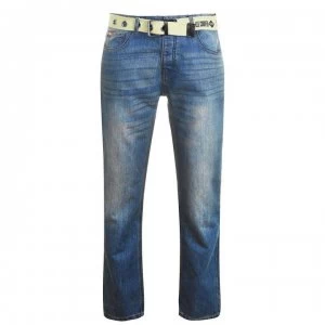 Image of Lee Cooper Belted Jeans Mens - Mid wash