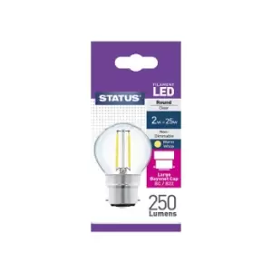 Image of Status International Filament LED Round Bayonet Cap 2W Warm White