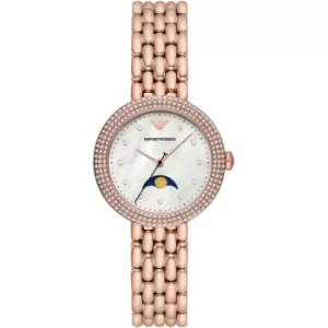 Image of Ladies Emporio Armani Multifunction Rose Gold-Tone Stainless Steel Watch