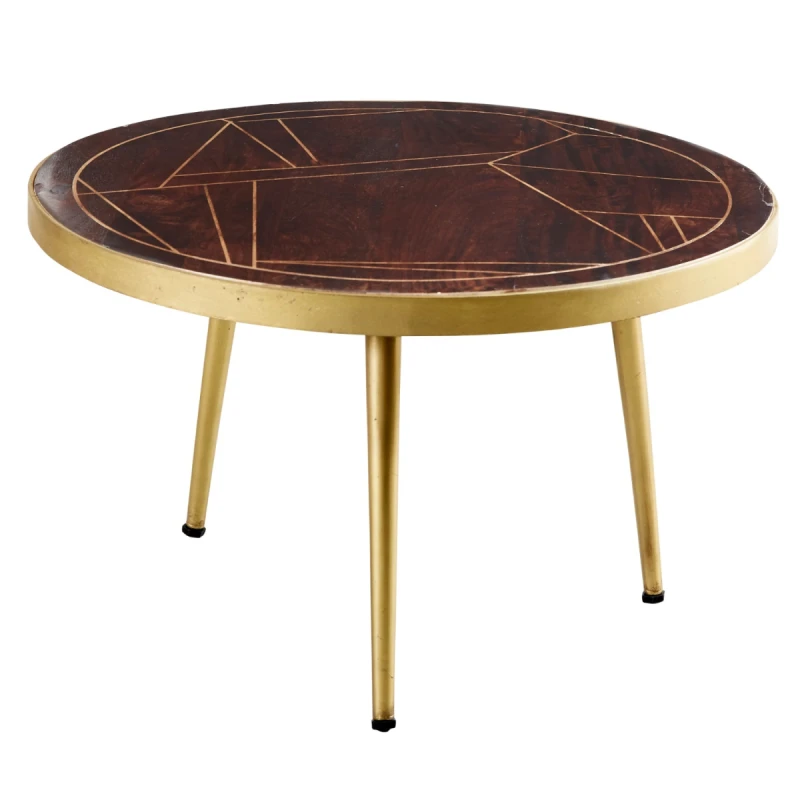 Image of Indian Hub Dark Gold Round Coffee Table