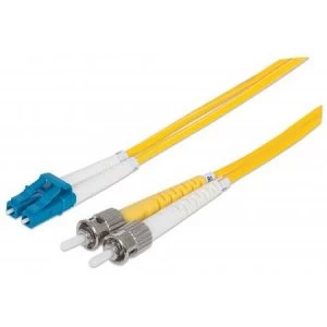 Image of Intellinet Fibre Optic Patch Cable Duplex Single-Mode LC/ST 9/125 m OS2 1m LSZH Yellow Fiber Lifetime Warranty