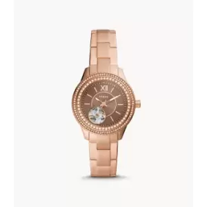 Image of Fossil Womens Stella Automatic Rose Gold-Tone Stainless Steel Watch - Rose Gold