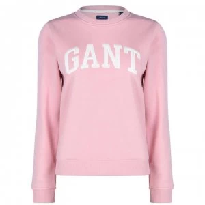 Image of Gant Arch Logo Crewneck Sweatshirt - 614 PREPPY Pink