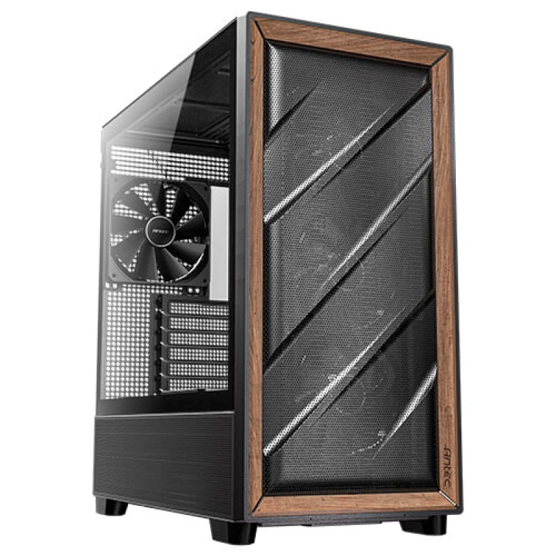 Image of Antec Antec FLUX Mid Tower PC Case - Black/Wood CAA-ANTFLUX