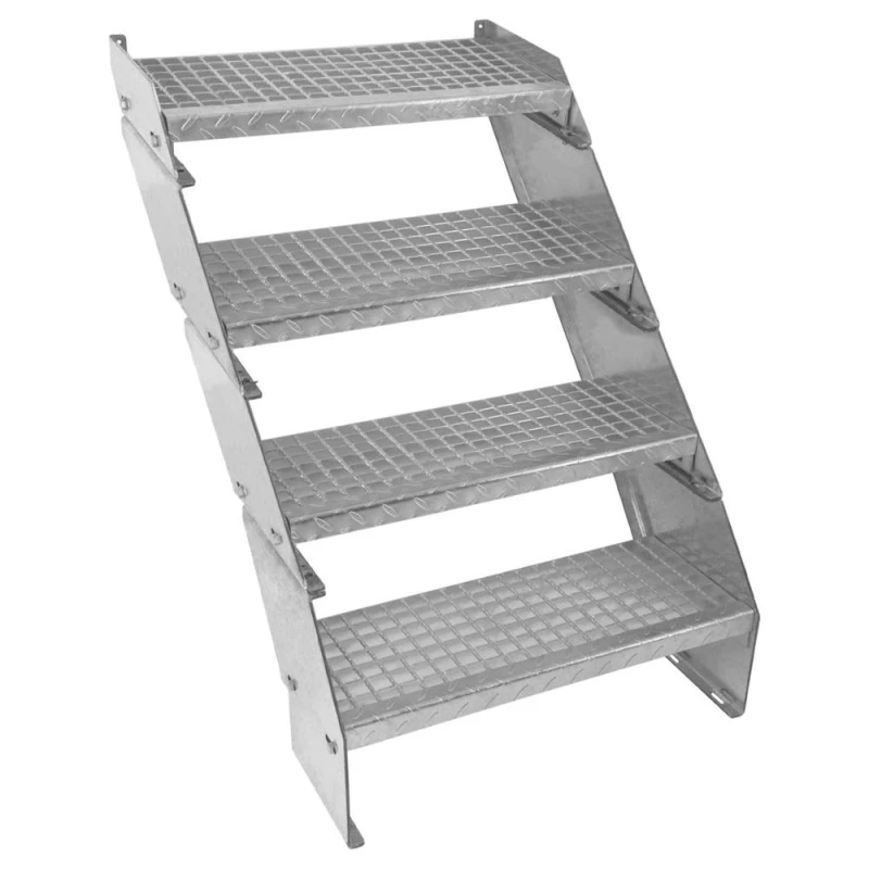 Image of Monstershop Adjustable 4 Section Galvanised Staircase - 600mm Wide Silver