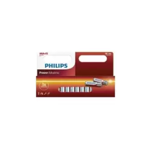 Image of Philips Power Alkaline AAA Battery, Pack of 12, Red