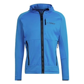 Image of adidas Terrex Tech Flooce Hooded Hiking Fleece Jacket Men - Blue