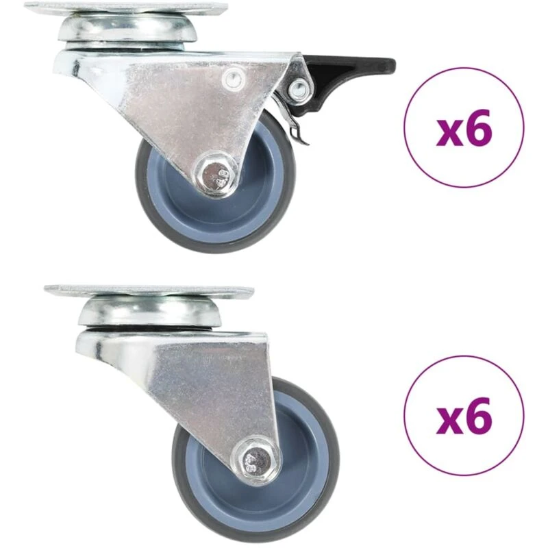 Image of VIDAXL 12 pcs Twin-wheel Swivel Casters 50 mm Vidaxl 277922