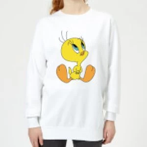 Image of Looney Tunes Tweety Sitting Womens Sweatshirt - White - M
