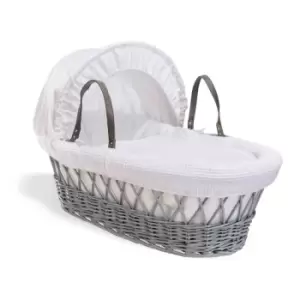 Image of Clair de Lune Waffle Grey Wicker Moses Basket - White
