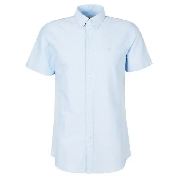 Image of Barbour Oxford Short Sleeve Tailored Shirt - Blue L