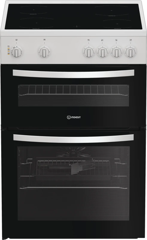 Image of Indesit ITE6VMW 60cm Wide Single Oven Electric Cooker with Ceramic Hob - White - A Rated