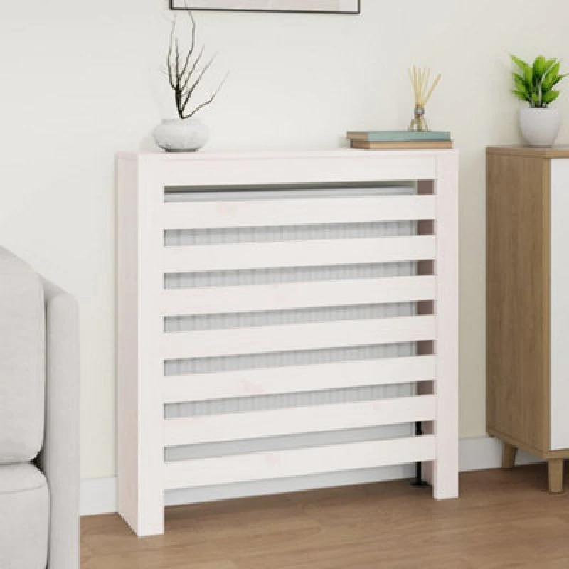 Image of Vidaxl Radiator Cover White 79.5X19X84cm Solid Wood Pine, White 822592