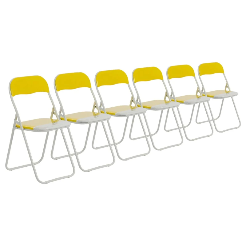 Image of Harbour Housewares Coloured Padded Folding Chairs - Yellow - Pack Of 6