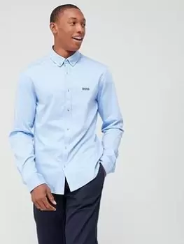 Image of BOSS Biado Oxford Shirt - Bright Blue, Bright Blue, Size L, Men