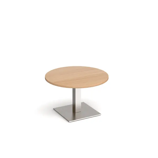 Image of Brescia Circular Breakout Coffee Table with Square Brushed Steel Base - Beech
