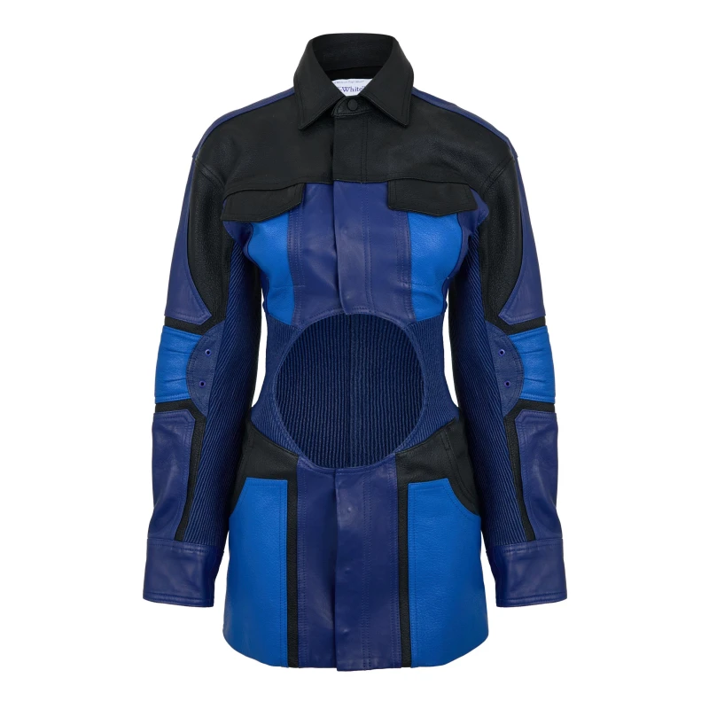 Image of Off White Womens Hole Mini Dress Blue/Black female 8 (XS)