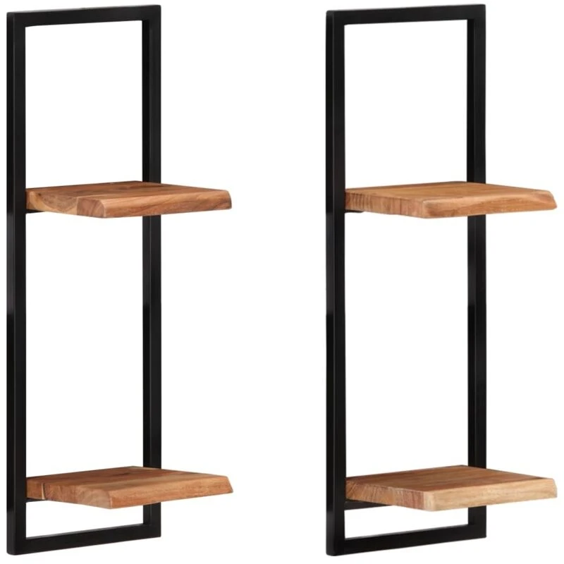 Image of VIDAXL Vidaxl - Wall Shelves 2 pcs 25x25x75cm Solid Wood Acacia and Steel 8720286672198