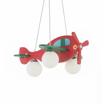 Image of Ideal Lux Lighting - Ideal Lux Avion - Red And Green Aeroplane Pendant, E14