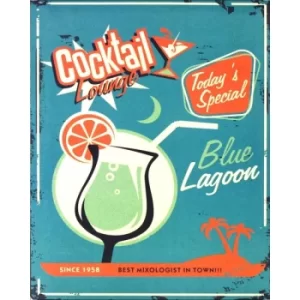 Image of Vintage Metal Sign Blue Lagoon Cocktail Lounge