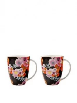 Image of Maxwell & Williams Cashmere Bloems Black Mugs - Set Of 2