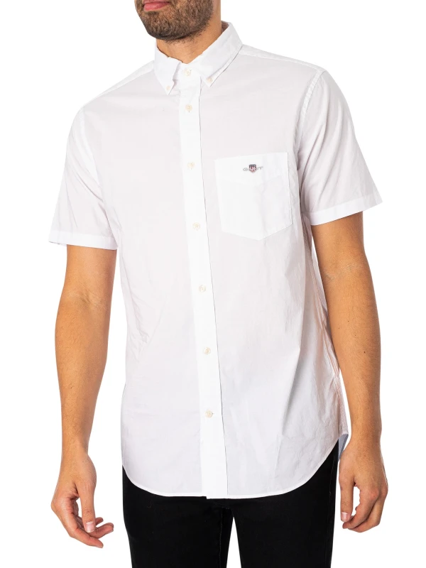Image of Gant Regular Poplin Short Sleeved Shirt White 3XL