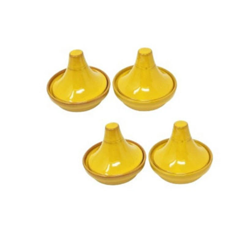 Image of Verano Spanish Ceramics Selena Glazed Hand Dipped Kitchen Dining Set Of 4 Mini Tagine Dip Dishes Yellow (D) 10Cm