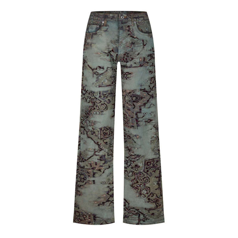 Image of Off White Mens Tapestry Faded Print Jeans Multicolor male 31W R