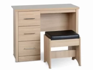 Image of Seconique Lisbon Light Oak Effect Dressing Table with Stool Flat Packed
