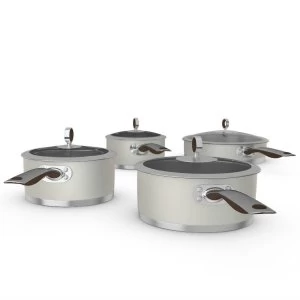Image of Morphy Richards 4 Piece Non-Stick Stainless Steel Pan Set - Sand
