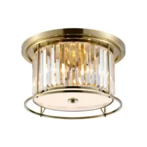 Image of Luminosa Guilford Ceiling Lamp, 4 Light E27, Antique Brass, Clear