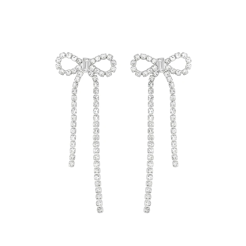 Image of Mood Silver Crystal Statement Bow Drop Earring Jewellery Sets One Size Silver 42509411000