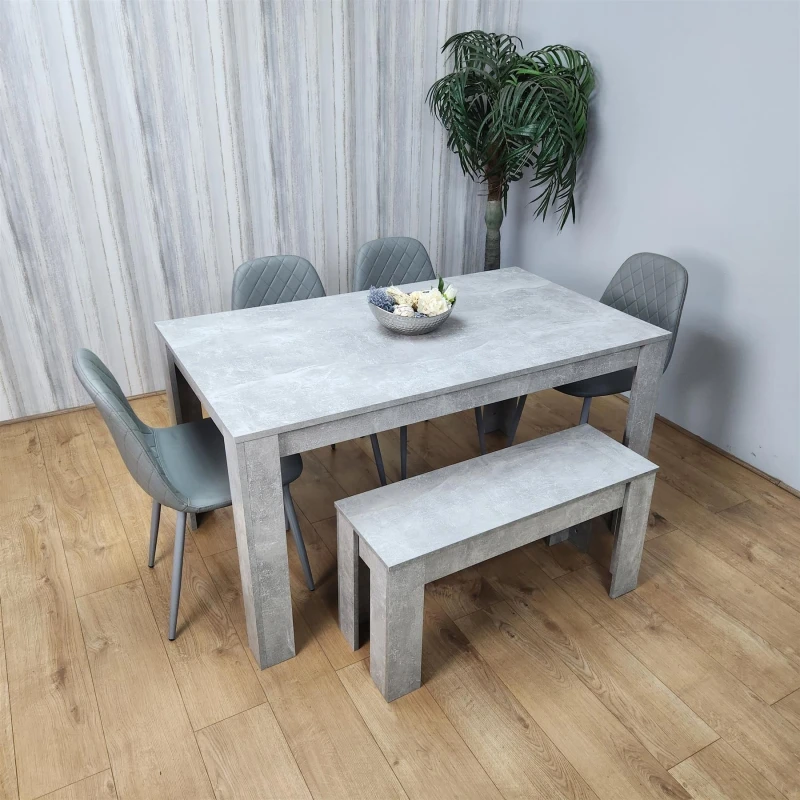 Image of KOSY KOALA Kosy Koala Dining Table Set with 4 Chairs and a Bench Dining Room and Kitchen table set of 4 in Grey Grey One Size Unisex 5060711589305