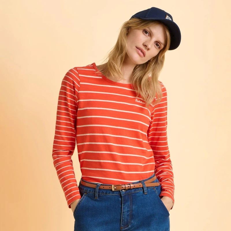 Image of Brakeburn Branksome Long Sleeve T-Shirt Red female UK 16