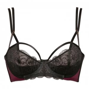 Image of Figleaves Brooke Peep Strapping Balcony Bra - Wine