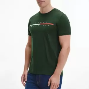 Image of Tommy Hilfiger Mens Split Logo T-Shirt - National Forest - M