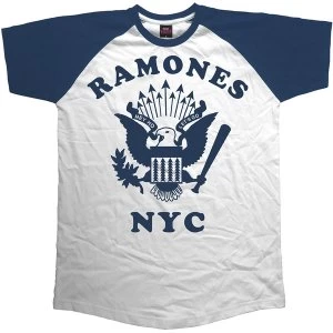 Image of Ramones - Retro Eagle Unisex Medium T-Shirt - Blue,White