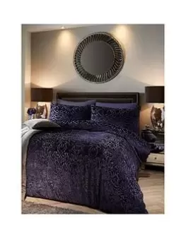 Image of Soiree Mirella Velvet Duvet Cover Set Navy - Ks