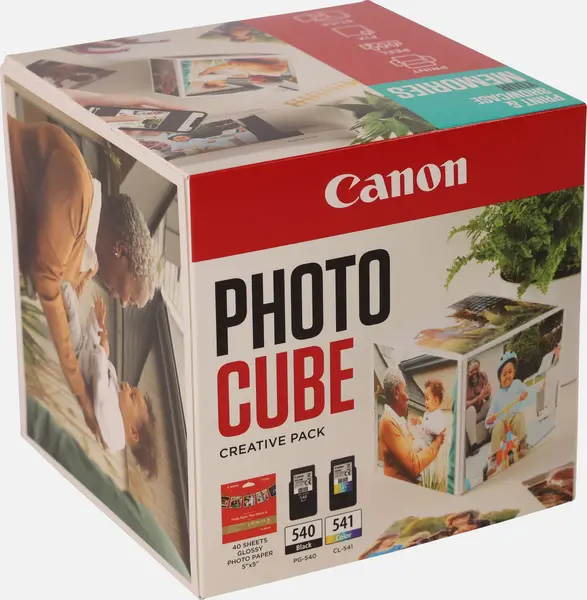 Image of Canon Photo Cube with PG-540 + CL-541 Ink Cartridges + PP-201 5 x 5" Photo Paper Plus Glossy II (40 sheets) - Creative Pack, Blue