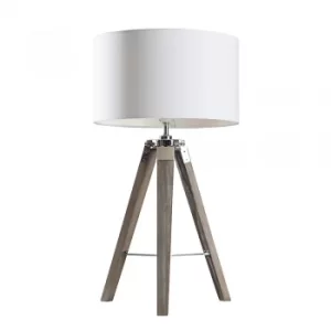 Image of Clipper Light Wood Table Lamp with Large White Reni Shade