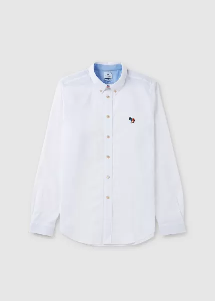 Image of Paul Smith Mens Ls Tailored Fit Zebra Shirt In White