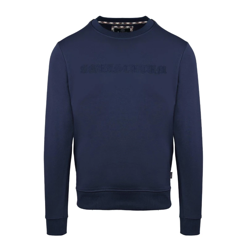 Image of Aquascutum Mens Round Neck Crew Sweatshirt Navy male Small
