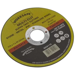 Image of Worksafe MCB115/10 Multipurpose Cutting Disc Ø115 x 1.6 x Ø22mm Bo...