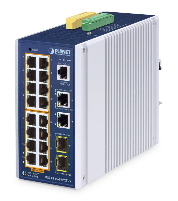 Image of PLANET IP30 Industrial L2/L4 16-Port Managed L2/L4 Gigabit Ethernet (1