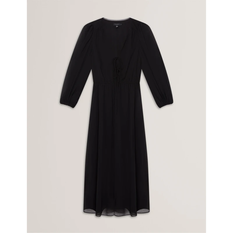 Image of Ted Baker Womens Print Midi Tea Dress Black female 6 (2X)