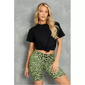 Image of I Saw It First Leopard Print Cycling Shorts - Green